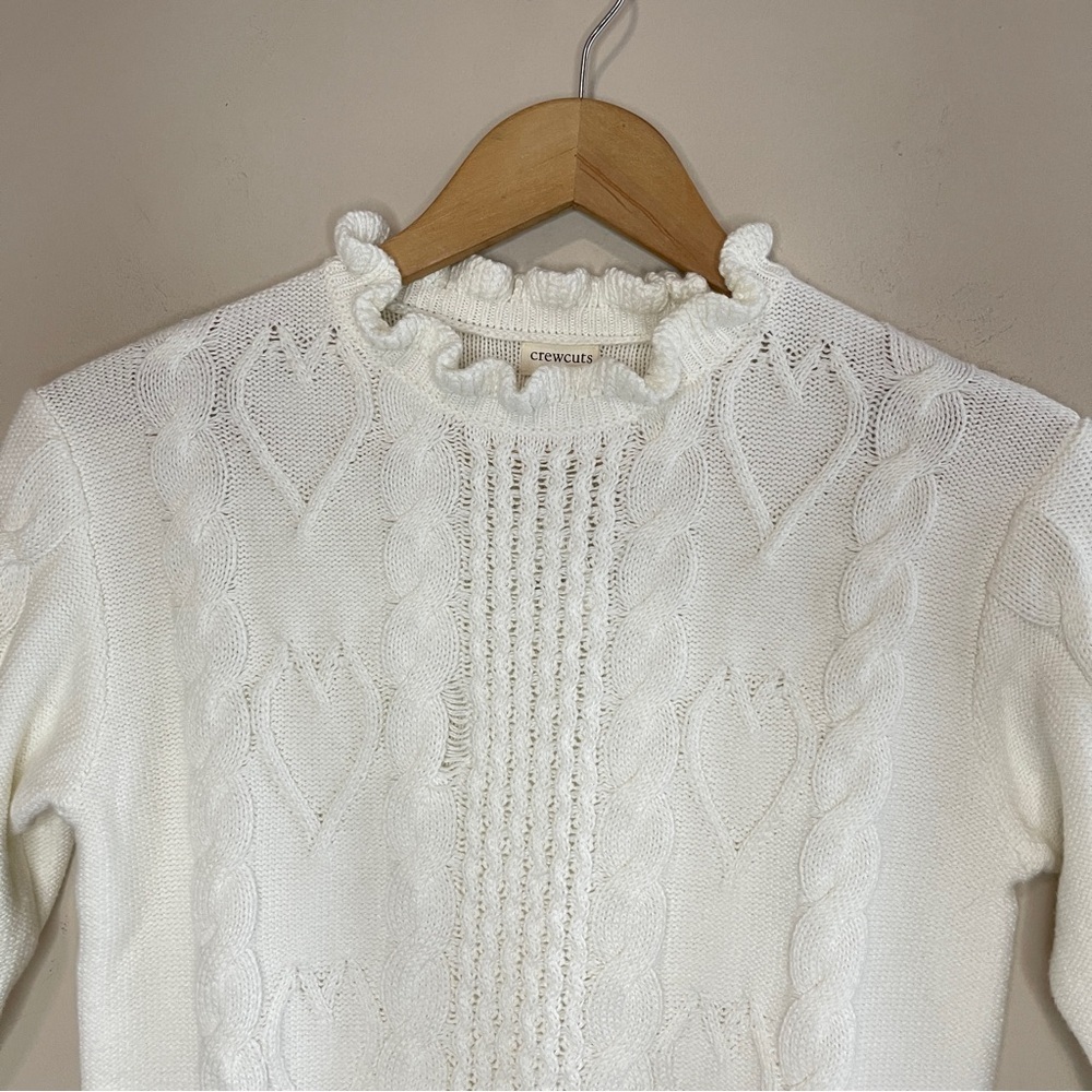 NWT CREWCUTS Girls White Mockneck Cable Knit Sweater in White (Flawed) - Picture 2 of 11